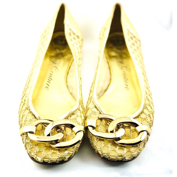 JUICY COUTURE -Smells Like Couture GOLD flats - Picture 2 of 8
